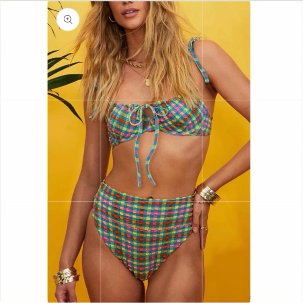 NWT BEACH RIOT Highway Bikini Bottom in Sunny Side Gingham - Picture 2 of 8